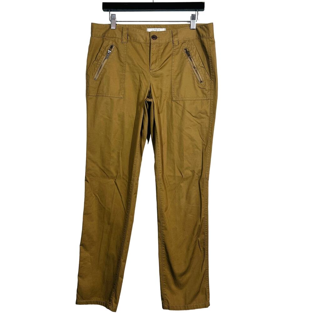 Ann Taylor LOFT Safari Pants Lightweight Cotton Stretch Camel - 8